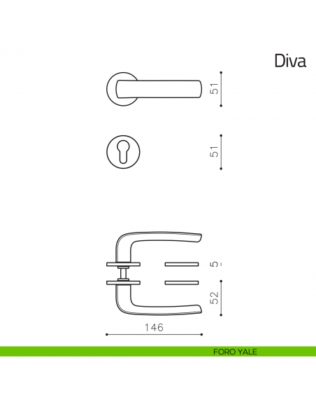 Maniglia per porta Diva Olivari foro yale