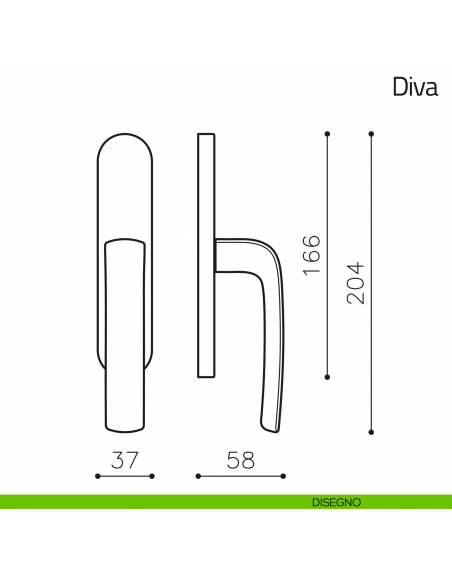 Maniglia per finestra cremonese Diva Olivari disegno