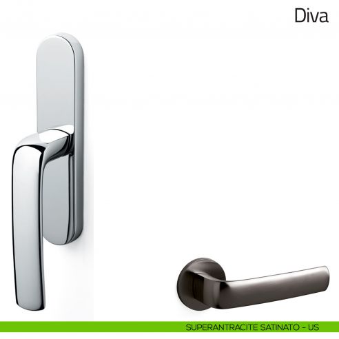 Maniglia per finestra cremonese Diva Olivari superantracite satinato
