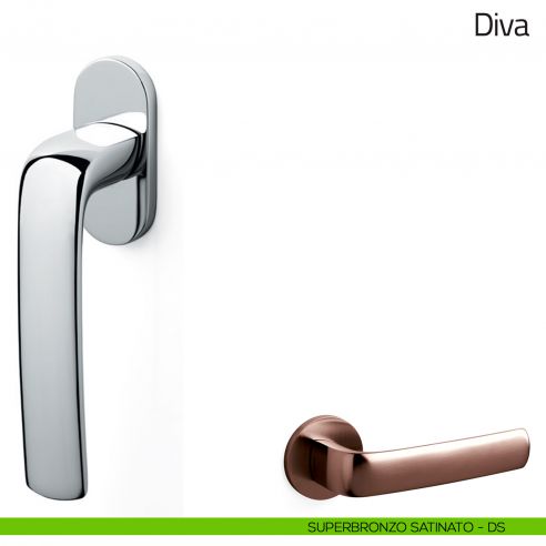 Maniglia per finestra martellina DK Diva Olivari superbronzo satinato
