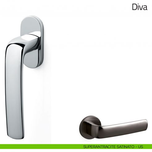 Maniglia per finestra martellina DK Diva Olivari superantracite satinato