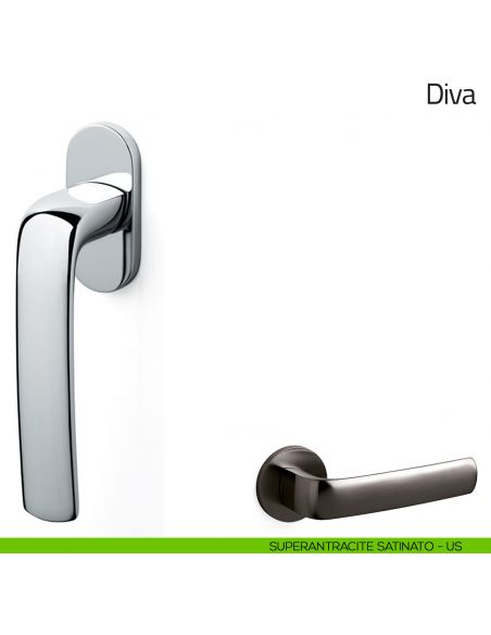 Maniglia per finestra martellina DK Diva Olivari superantracite satinato