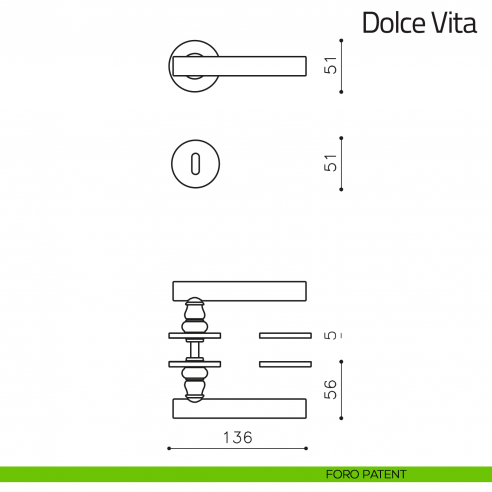 Maniglia per porta Dolce Vita Olivari foro patent