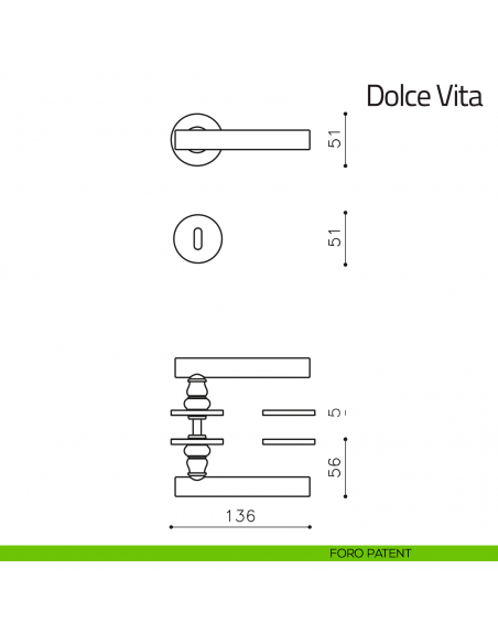 Maniglia per porta Dolce Vita Olivari foro patent