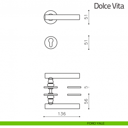 Maniglia per porta Dolce Vita Olivari foro yale