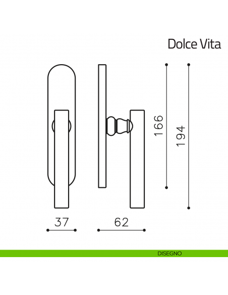 Maniglia per finestra cremonese Dolce Vita Olivari disegno