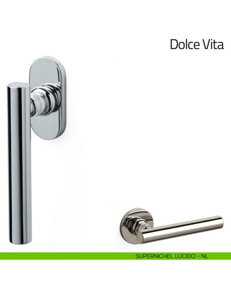 Maniglia per finestra martellina DK Dolce Vita Olivari supernichel lucido