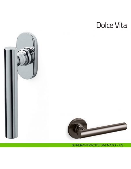 Maniglia per finestra martellina DK Dolce Vita Olivari superantracite satinato