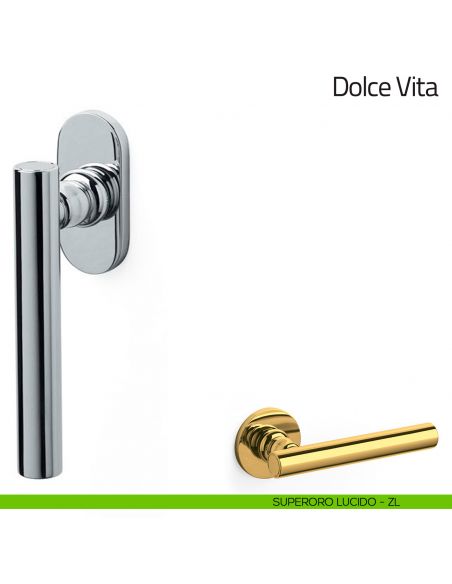Maniglia per finestra martellina DK Dolce Vita Olivari superoro lucido
