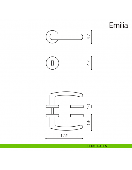 Maniglia per porta Emilia Olivari foro patent