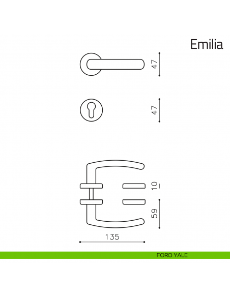 Maniglia per porta Emilia Olivari foro yale