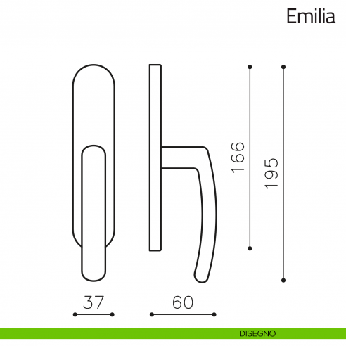 Maniglia per finestra cremonese Emilia Olivari disegno