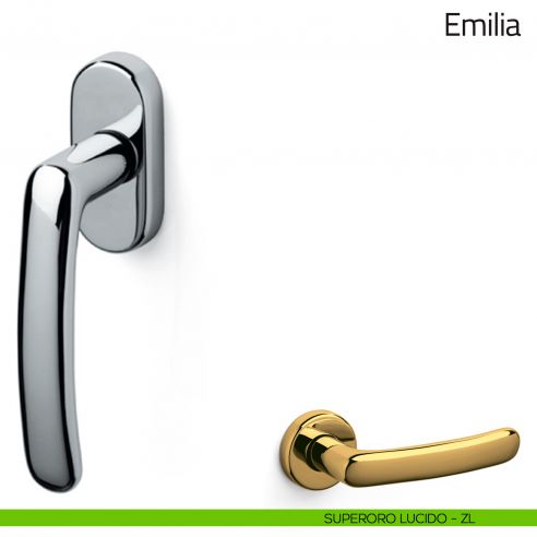 Maniglia per finestra martellina DK Emilia Olivari superoro lucido
