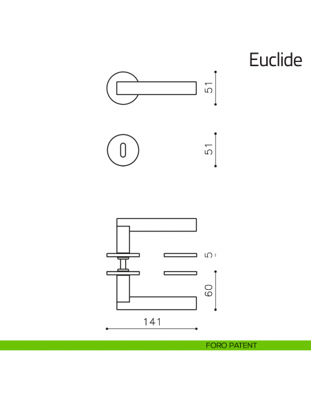 Maniglia per porta Euclide Olivari bassa foro patent
