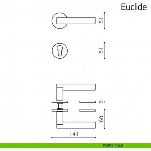 Maniglia per porta Euclide Olivari bassa foro yale