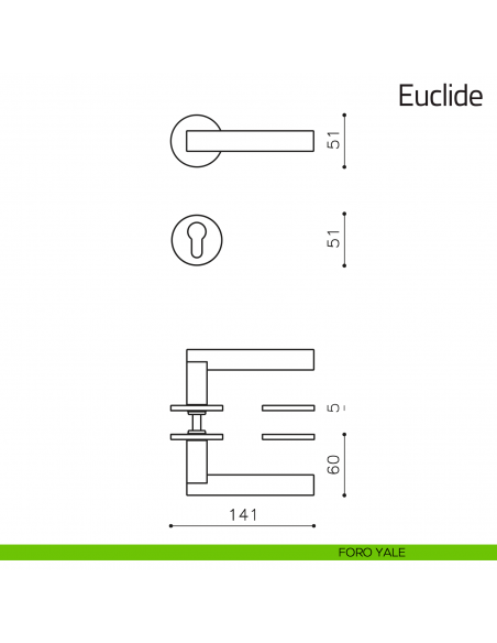 Maniglia per porta Euclide Olivari bassa foro yale