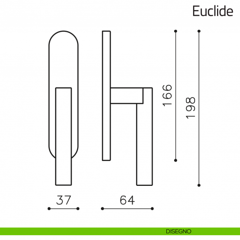 Maniglia per finestra cremonese Euclide Olivari disegno