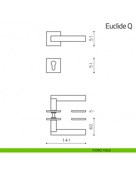 Maniglia per porta Euclide Q Olivari bassa foro yale