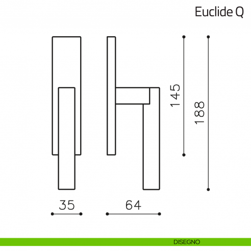 Maniglia per finestra cremonese Euclide Olivari disegno