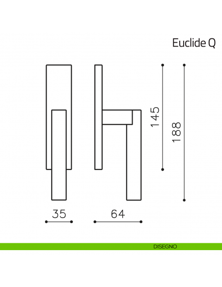 Maniglia per finestra cremonese Euclide Olivari disegno