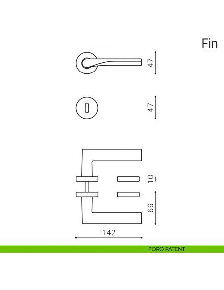 Maniglia per porta Fin Olivari foro patent