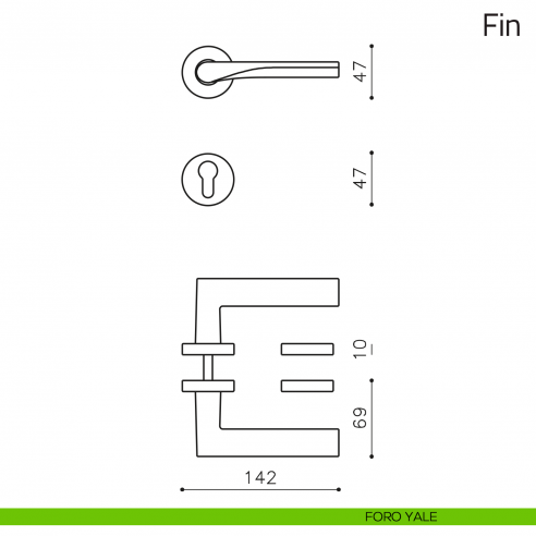 Maniglia per porta Fin Olivari foro yale