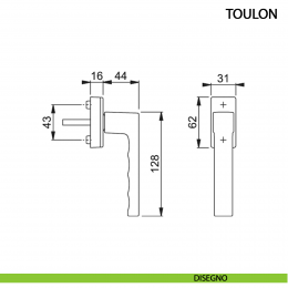 Maniglia per finestra martellina DK Toulon Hoppe alluminio argento 2