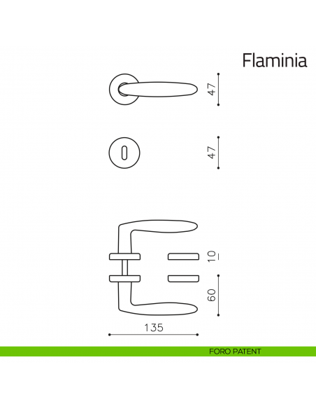 Maniglia per porta Flaminia Olivari foro patent