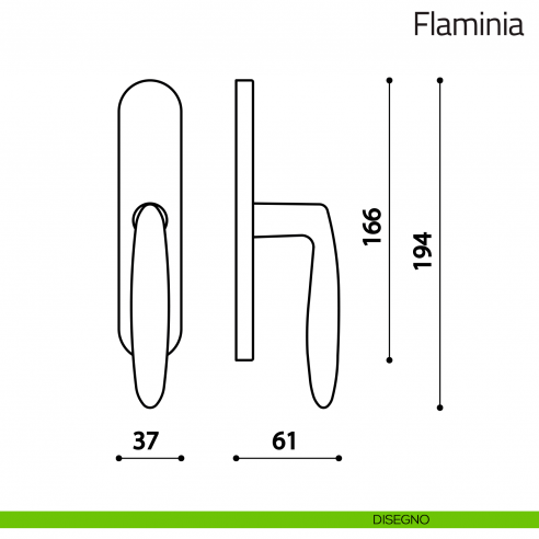 Maniglia per finestra cremonese Flaminia Olivari disegno