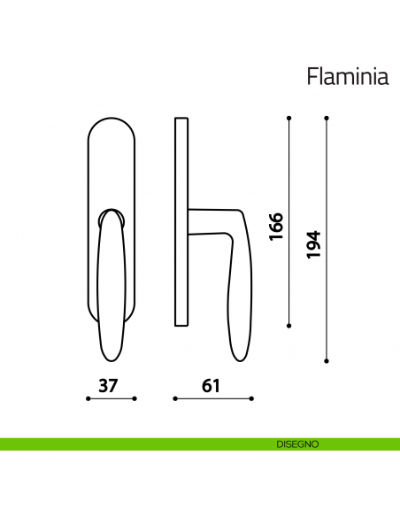 Maniglia per finestra cremonese Flaminia Olivari disegno
