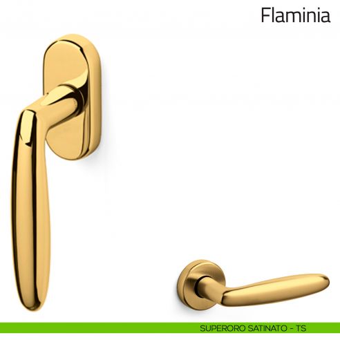 Maniglia per finestra martellina DK Flaminia Olivari superoro satinato