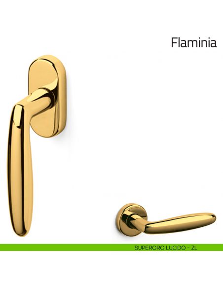 Maniglia per finestra martellina DK Flaminia Olivari superoro lucido
