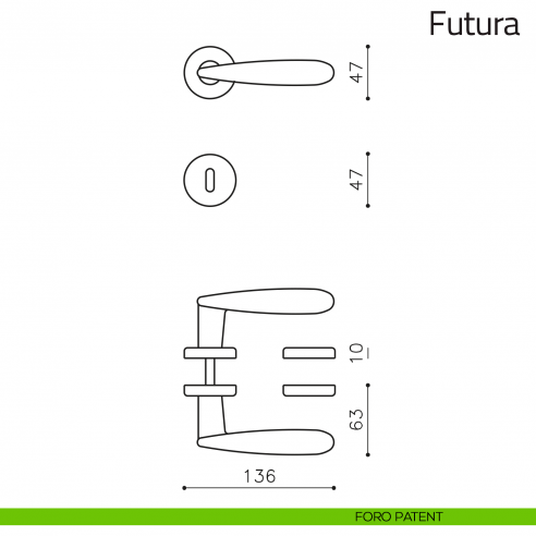 Maniglia per porta Futura Olivari foro patent