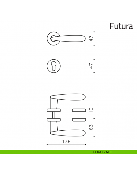 Maniglia per porta Futura Olivari foro yale