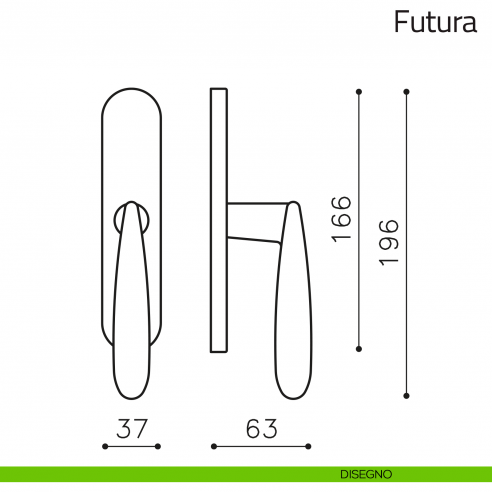 Maniglia per finestra cremonese Futura Olivari disegno