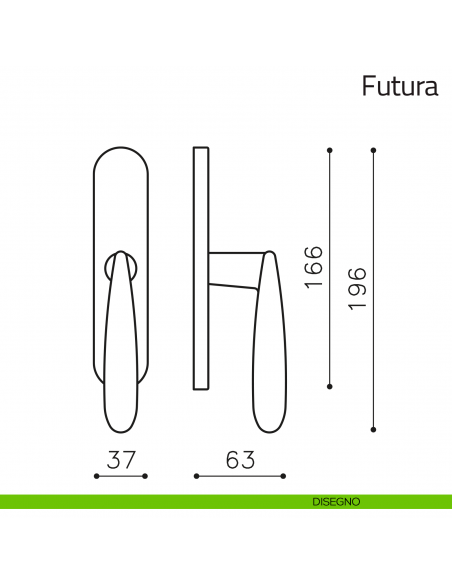Maniglia per finestra cremonese Futura Olivari disegno