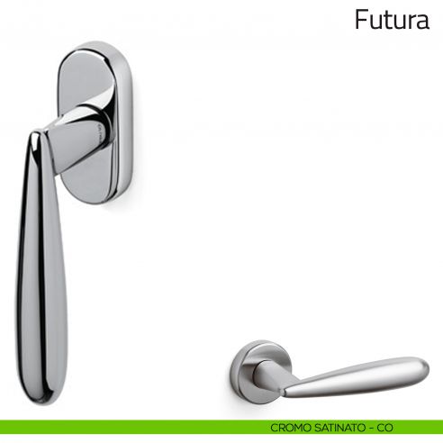 Maniglia per finestra martellina DK Futura Olivari cromo satinato