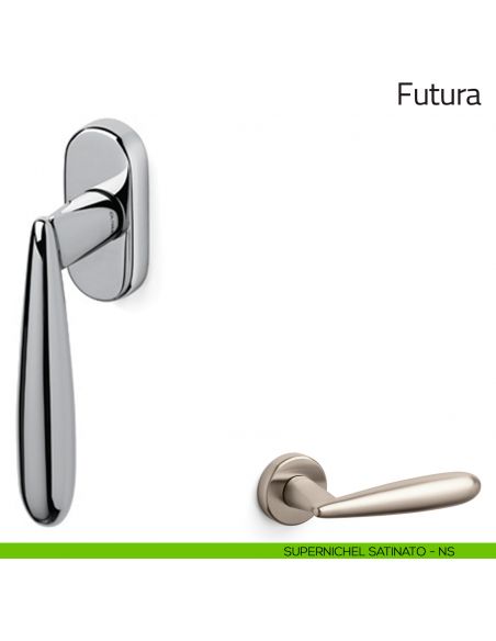 Maniglia per finestra martellina DK Futura Olivari supernichel satinato