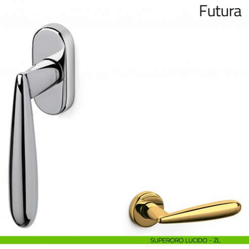 Maniglia per finestra martellina DK Futura Olivari superoro lucido