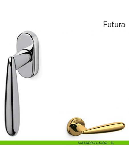 Maniglia per finestra martellina DK Futura Olivari superoro lucido