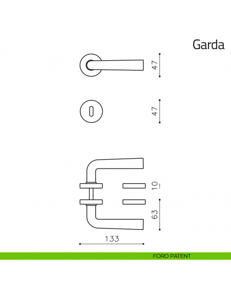 Maniglia per porta Garda Olivari foro patent