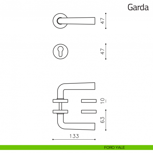 Maniglia per porta Garda Olivari foro yale