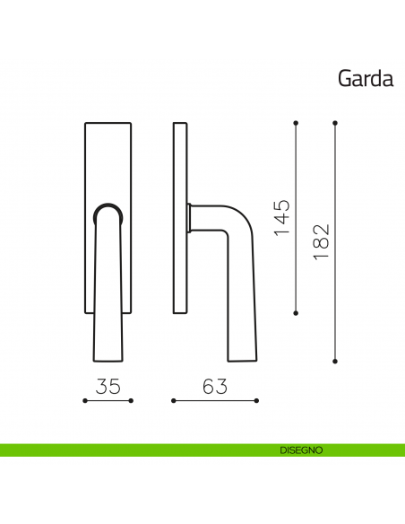 Maniglia per finestra cremonese Garda Olivari disegno