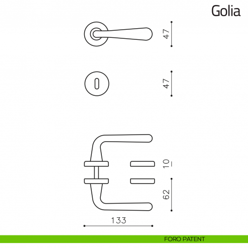 Maniglia per porta Golia Olivari foro patent