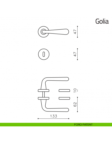 Maniglia per porta Golia Olivari foro patent