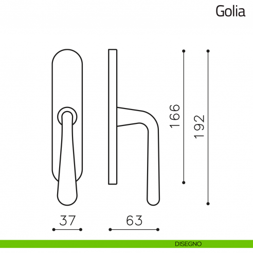 Maniglia per finestra cremonese Golia Olivari disegno