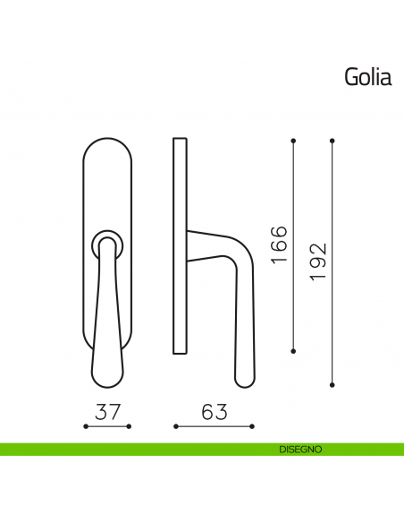 Maniglia per finestra cremonese Golia Olivari disegno