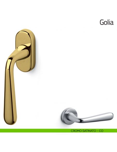 Maniglia per finestra martellina DK Golia Olivari cromo satinato