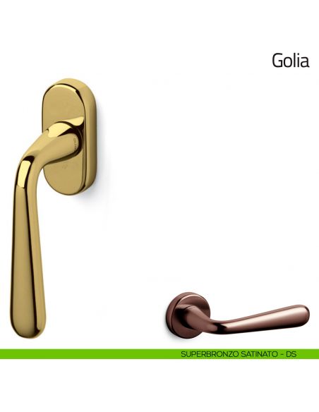 Maniglia per finestra martellina DK Golia Olivari superbronzo satinato
