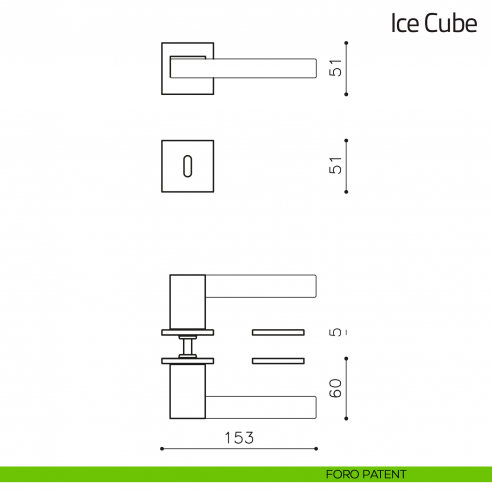 Maniglia in cristallo per porta Ice Cube Olivari bassa foro patent